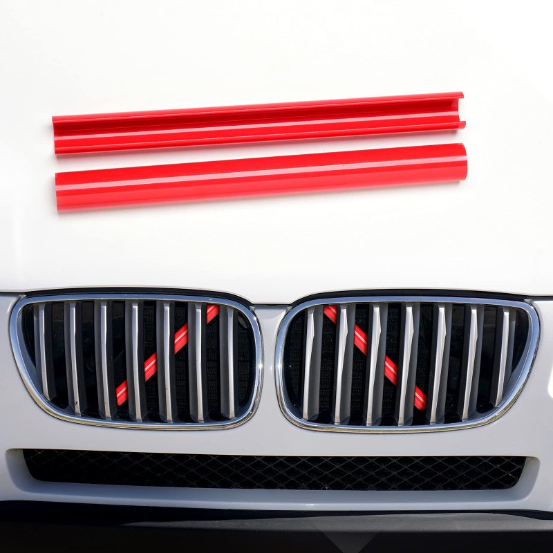 AggAuto Compatible with BMW Grille Inserts Stripes for 1/2/3/4/5 Series (F20 F21 F22 F23 F30 F31 F32 F33 F34 F36 F45 F46) 2011-2021, 328i/320i/335i/428i Grill Insert Accessories Red V Brace Cover - Image 1